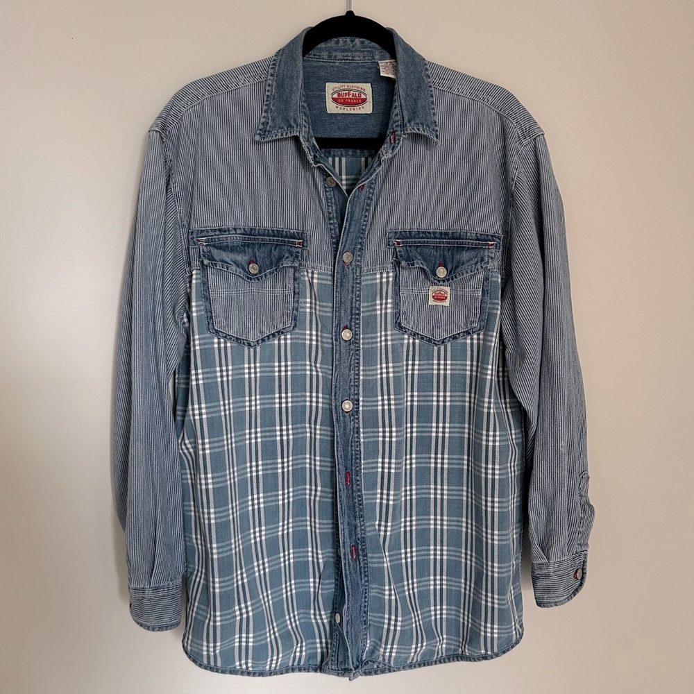 Buffalo De France Vintage Chambray Denim Button-down Shirt Medium